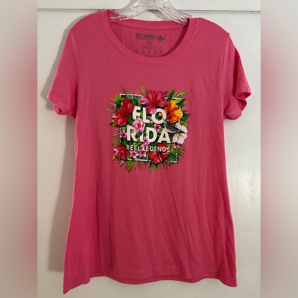 Reel Legends Women's Pink Florida Graphic Tee XL EUC